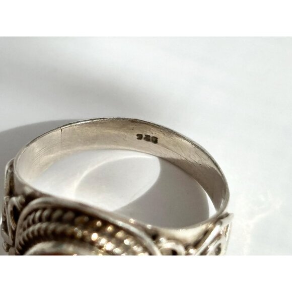 Carnelian Accented Southwest 925 Sterling Silver Vintage Ring - sz 7 - Picture 8 of 14